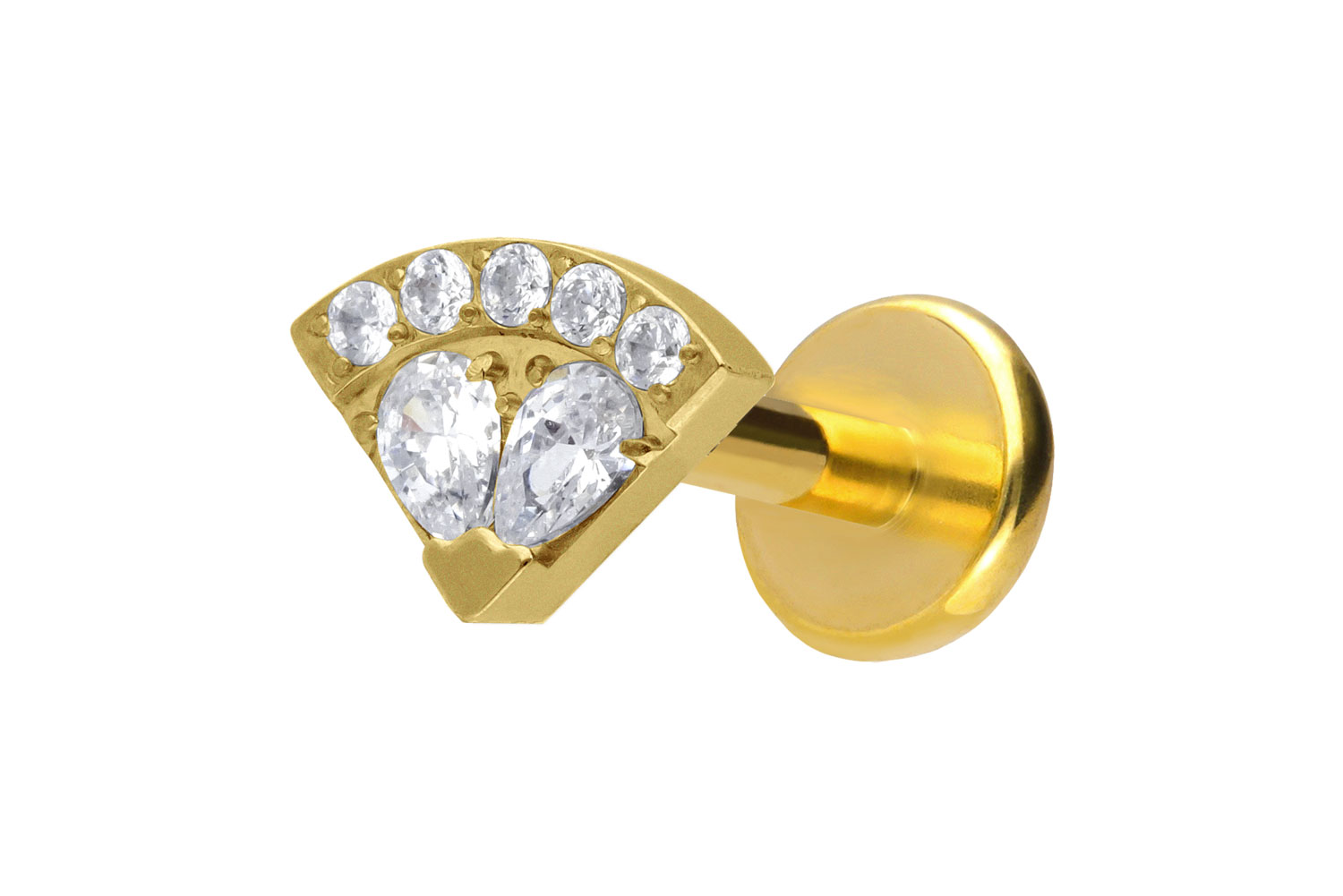 Titan Labret Piercing mit Push Fit KRISTALLFÄCHER